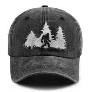 Bigfoot Hats for Men Women, Funny Adjustable Cotton Embroidered Sasquatch Baseball Cap