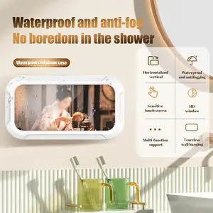 Upgraded Universal Shower Phone Holder, Waterproof 360° Rotatable bracket Extendable Case with Suction Cup, Anti-Fog Clear Cover, Compatible with iPhone/Android. Perfect Bathroom Accessory for Home & Travel.Creative phone holder. Home  must-haves