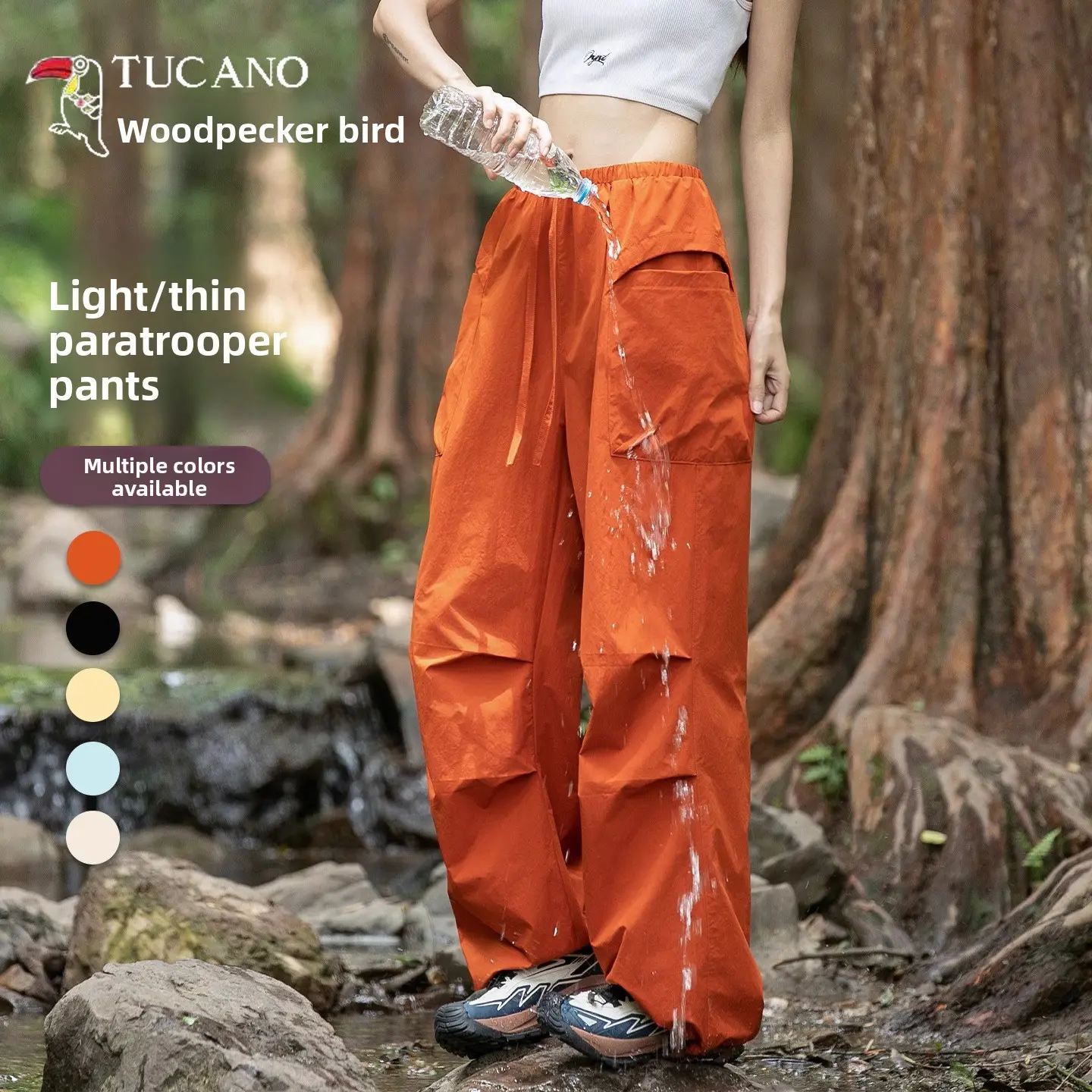 Mountain pants women's summer outdoor hiking paratrooper overalls light and quick-drying sunscreen sweatpants high waterproof function paratrooper pants breathable outdoor city trend trousers