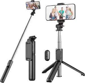 Selfie Stick Tripod with Detachable Wireless Remote, 4 in 1 Extendable Portable Selfie Stick & Phone Tripod Stand Compatible with Gopro, iPhone/Samsung/Huawei, etc.