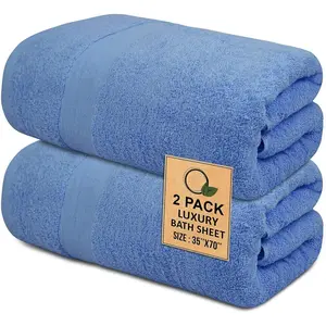 Luxury Bath Sheets - Pack of 2 (35" x 70") | Super Soft, Quick-Dry & Highly Absorbent Towels for Bathroom, ,  & Gym (Sky Blue)