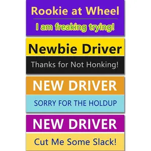 4-Pack Student Driver  for ,' Driver' Reflective  Signs - Removable Safety  Bumper Stickers for , Large Size, Durable for Novice & Student Drivers