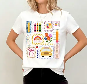 Trendy Teacher tshirt, Colorful Doodle Back To School Shirt, Preppy Coquette School tshirt, Girly Pink Bow tshirt, Teacher Gifts