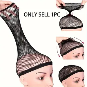 1pc Hair Net For Wig, Fishnet Wig Cap, Wig Cap For Long Thick Hair, Black Color