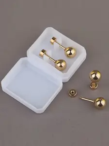Minimalist Stud Earrings with Box, Silver Color Polished Balls, Hypoallergenic, Daily Wear, Versatile Fashion Accessory, Stud Earring Jewelry, Hypoallergenic Stainless Steel, Ear Studs