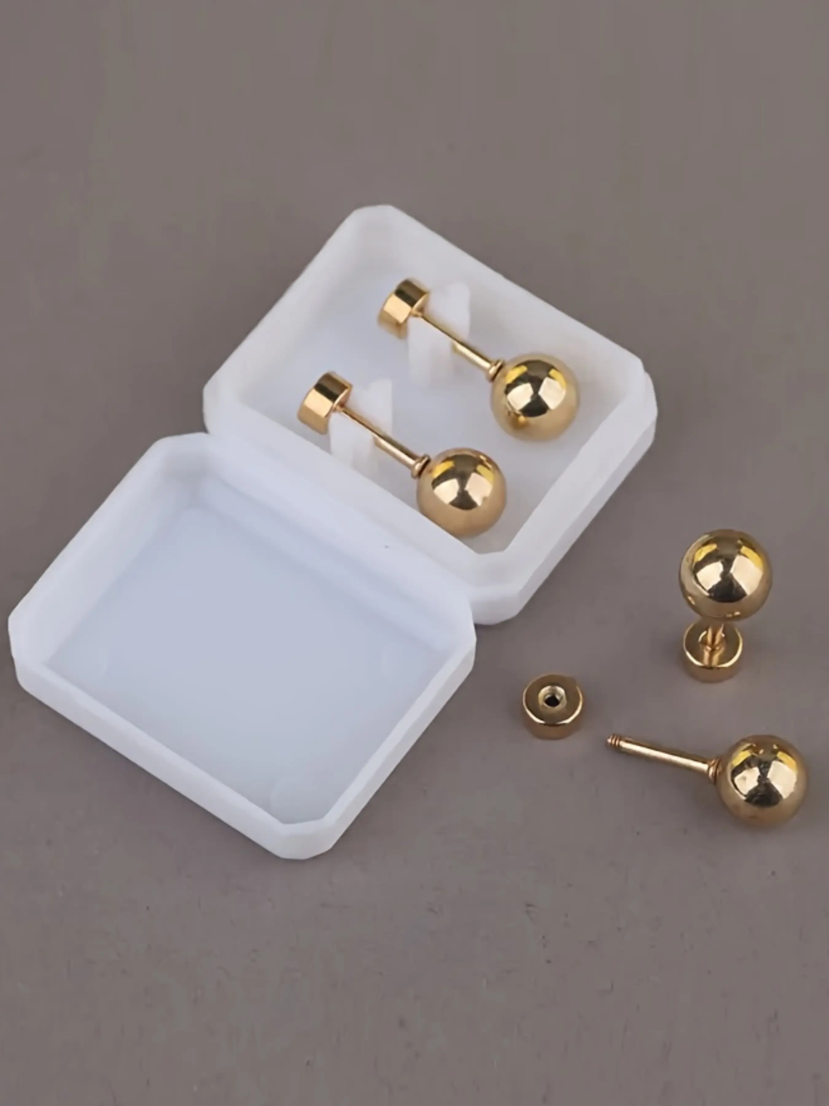 Minimalist Stud Earrings with Box, Silver Color Polished Balls, Hypoallergenic, Daily Wear, Versatile Fashion Accessory, Stud Earring Jewelry, Hypoallergenic Stainless Steel, Ear Studs