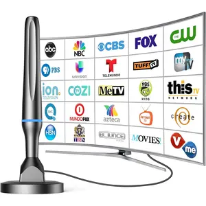 Digital TV Antenna for Smart Tv Indoor, 360 Reception Digital HDTV Antenna for Local Channels, Supports 1080P and 4K, Strong Magnetic Base -All TV(Blue+Black)