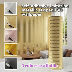 1 roll of self-adhesive, metallic-textured striped wallpaper. Easy to install (tear and stick), wear-resistant and easy to clean. 15.7 inches x 118.1 inches. Suitable for beautifying and renovating walls in bedrooms, living rooms, bathrooms, etc.