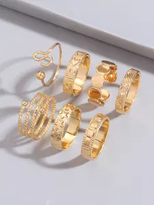 7-Piece Minimalist Spring Daily Star and Heart Ring Set, Stackable Rings, Stacking Rings, Diverse Set, Unique Casual Jewelry for All Seasons, Perfect Gift for Love and Friendship