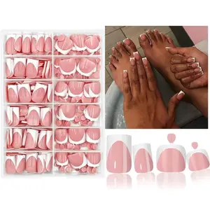 312pcs French Nail Art Stickers Set, Short Square, Light Glossy, Full Coverage Removable DIY Nails, Easy Application, Durable Design, Nail Kit