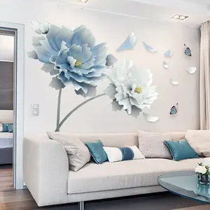 Bedroom Bedside Wall Sticker - Floral Mural with Smooth Finish for Decorative Wall Decoration Flower Removable Ornaments Waterproof