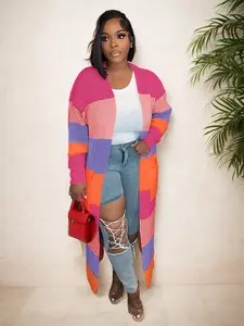 USBoutiqueCHIC Women's Oversized Colorblock Sherpa Coat | Longline Plush Fleece Jacket for Fall Winter, Cozy Streetwear Loungewear Essential