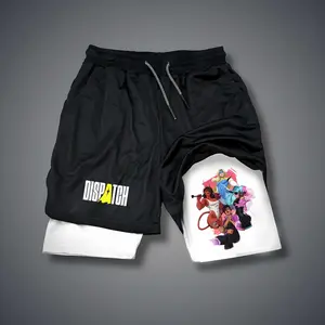 Game 80s 90s Double-Layer Sports Shorts Graphic Shorts Black Camo Streetwear Shorts Men Outfits Men Vacation Outfits Shorts