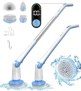 Electric Spin Scrubber, Cordless Powerful Scrub Brush for Cleaning Bathroom, Kitchen, Shower Tub and Floor Tile with Adjustable Extension Long Handle and 5 Replaceable Brush Heads