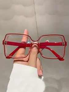 Unisex Square Frame Lightweight Colorblock Reading Glasses, Anti-Blue Light Eyewear for Daily Use, Simple Design Suitable for Work & Casual Wear