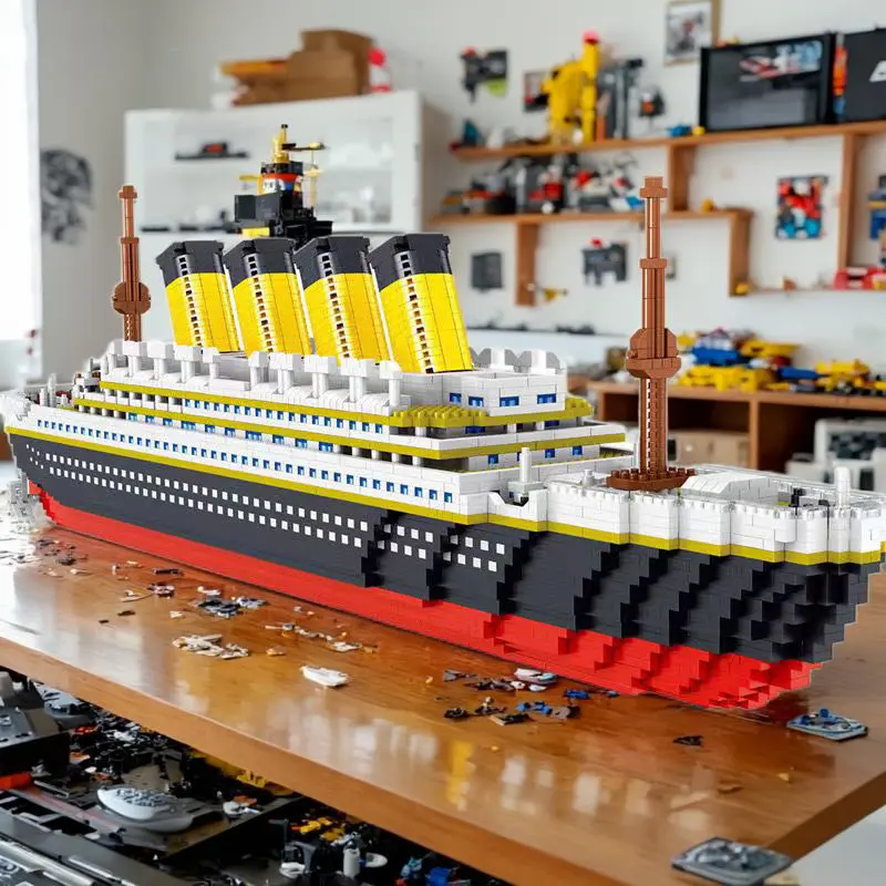 Titanic Model Creative Building Set, Large Titanic Cruise Ship Puzzle Toy with STEM Building Blocks and High-Quality Blocks and Stable Structure, Collectible DIY Project, Construction Model, Building Block Sets