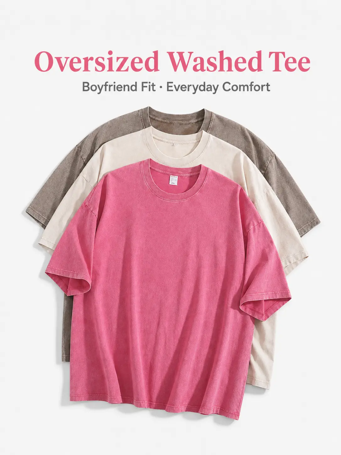 Men's Vintage Washed Oversized Cotton Crew Neck Short Sleeve T-Shirt - Classic, Simple, Round Neck Menswear for Streetwear, Men's Clothing Basic Relaxed Fit Top