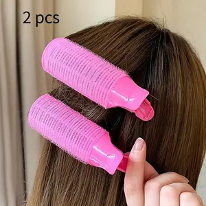 2pcs Round Solid Color Volumizing Hair Root Clip - Fluffy Air Bangs Styling Accessory Hair Roller with Cute Design for Womens Daily Use - Plastic Material, Hollow, DIY Hairdressing Tool Styling Tools