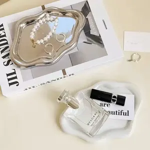 Compact Jewelry Tray for Women, Mother's Day Gift Jewelry Tray & Ring Holder Cute Cloud-Shaped Ring Dish for Vanity Decorative Small Accessories Bowl for Nightstand Organizes Earrings, Perfume, Keys White Jewelry Tray