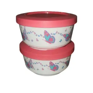 Butterfly Container Set with Pink Lids - Includes Two Butterfly Design Containers
