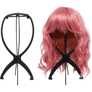 2 Pack Wig Stand, Wig  Stand Portable Wig Holder for Multiple Wigs, Wig Stands Tripod for Styling Wig Storage, Black two Packs