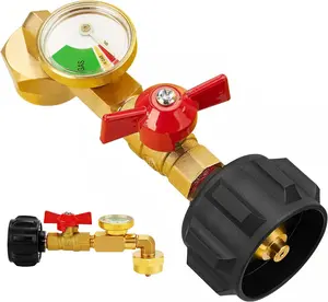 Upgraded Propane Refill Adapter with Valve and Gauge, Fill 1 Pound Bottles from 5-40lb Tank, QCC1 Propane Refill Adapter 90-Degree Elbow, Hardware Accessories