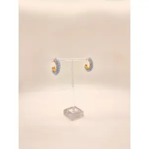 Blue Dazzle Hoop Earrings