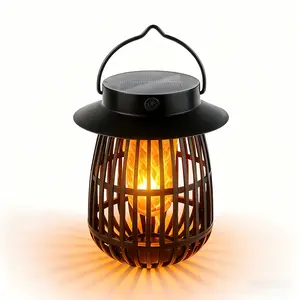 Solar Flame Lantern Outdoor Lights, Flickering Flame Garden Light – Solar & USB Dual Charging, IP65 Waterproof Solar Garden Lights Outdoor for Balcony Patio Yard