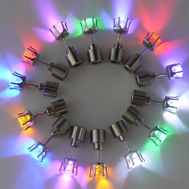 LED Light Up Earrings, LED Studs Earrings Party Flashing Blinking Stainless Steel Earring - 1 Pairs Color Changing Glow Stud Earrings Halloween Christmas Gifts for Women Men Girlfriend Boyfriend Hypoallergenic Cubic Zirconia Sparkling Zirconia Dropped Hoo