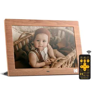 KODAK 10.1" Digital Picture Frame with Remote Control, 1280 * 800 IPS Full View Ultra Clear Screen, Wooden Frame, Share Videos Photos Send Wishes Auto-Rotate Slideshow Non-WiFi