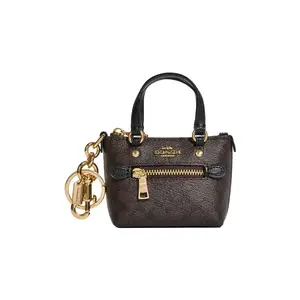 COACH Gallery 8 Mini Keychain with Zippered Pocket in Coated Canvas and Smooth Leather for Women