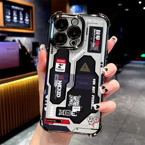 A Mech-Style Patterned Phone Case Compatible with for iphone Models 17, 16, 15, 14, 13, 12, 11 Pro Max, Air, X, XR, XS Max, 8, And 7 Plus, Featuring a Transparent Soft Back for Drop Protection, Cyberpunk, Poco X, Poco F Case, Poco M Case, Phone Case, Hand