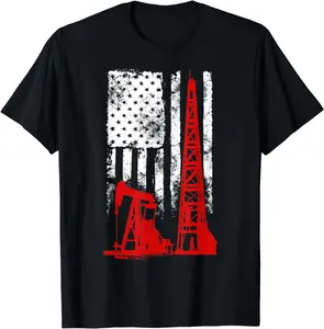 100% Cotton Oilfield Shirt - US Flag Oil Rig Shirt
