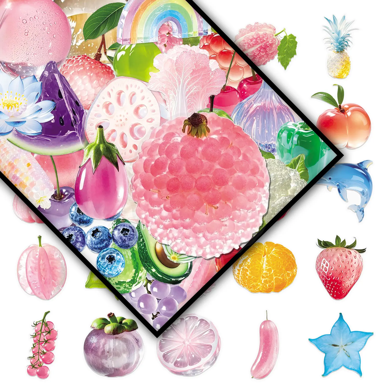 100 pcs Crystal Clear Transparent Stickers (2 Repeating Sets) - Minimalist Style, Personalized Creative Design for Elegant DIY Decoration, Scrapbooking & Journaling