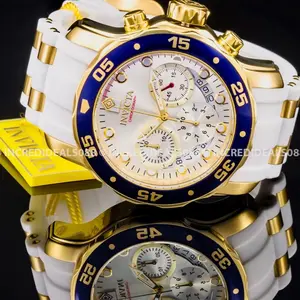 Brand New Men’s Invicta Watch- White, Blue, & Gold- High Quality Men’s Watch