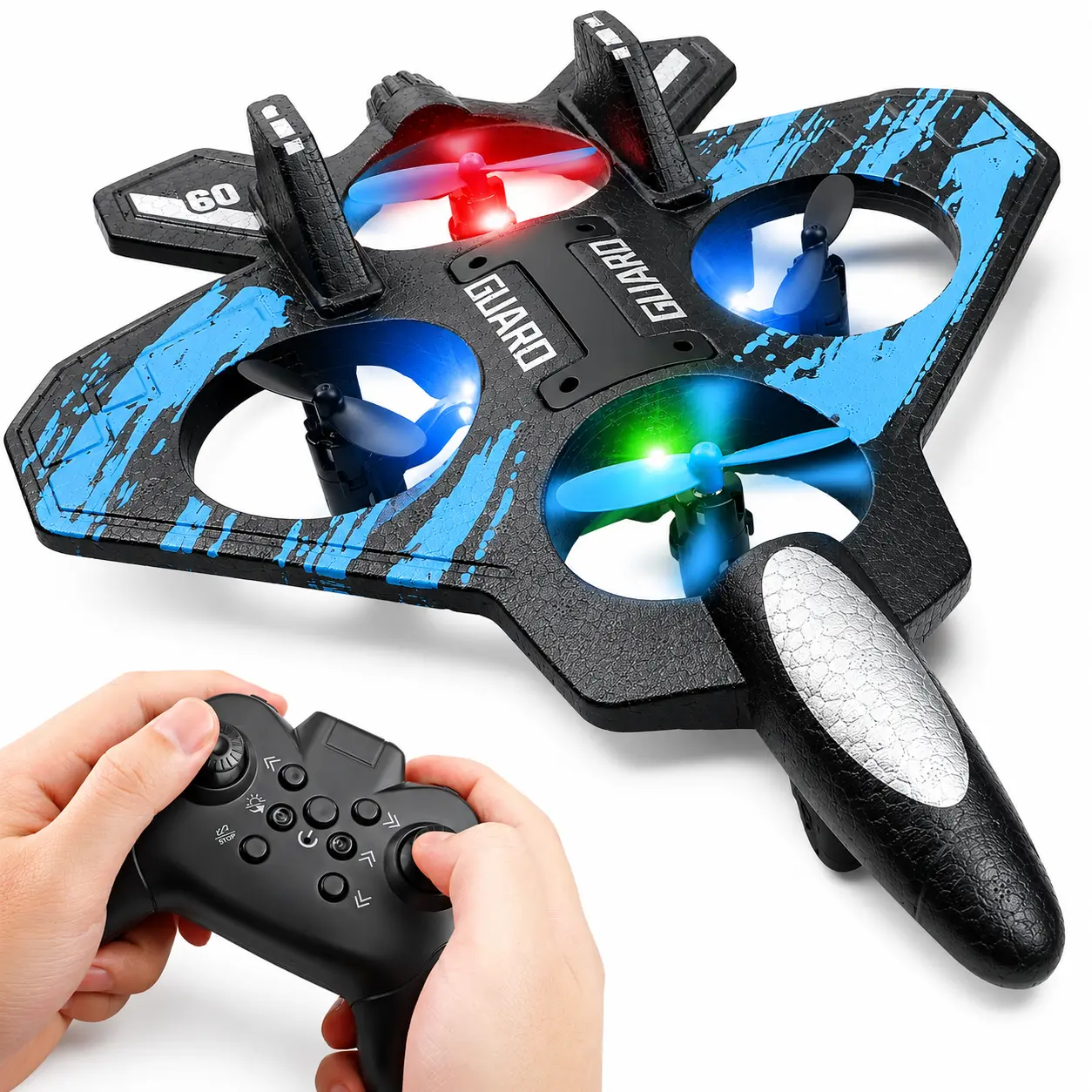 RC Fighter Plane Toy for Kids, Remote Control Airplane Toy with LED Lights, Rechargeable Flying Jet Toy for Boys Outdoor Gift