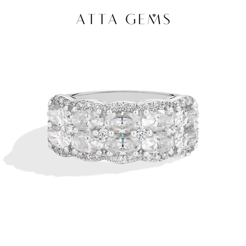 ATTAGEMS 0.3CT Oval Cut D VVS1 Color Lab-Grown Moissanite Ring Unisex 925 Sterling Silver Ring Party Anniversary Engagement Holiday Gift Fine Jewelry R355 summerwins