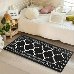 1pc of Long Kitchen Carpet, Moroccan Black Kitchen Mat Suitable for Flooring, Anti-Fatigue Kitchen Carpet