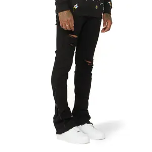 Ferg Black Stacked Flare Jean