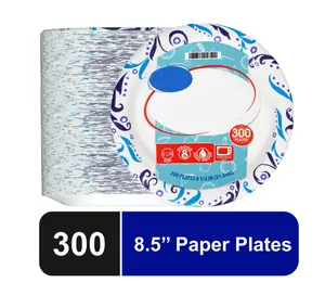 Everyday Disposable Paper Plates 8.5" 300 Count - Ideal for Food and Beverage Use