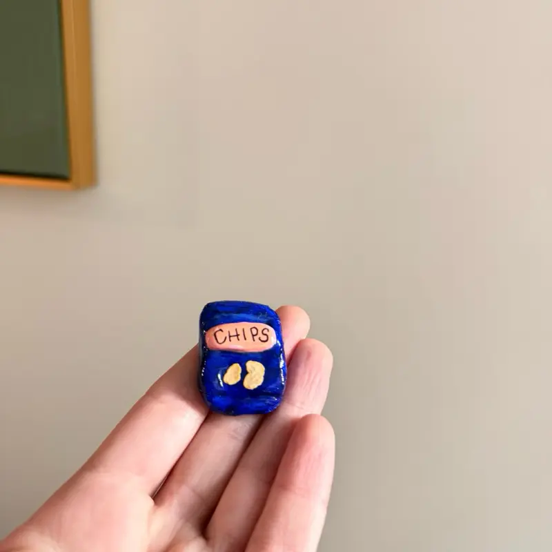 Classic Potato Chip Bag Magnet Air Dry Clay Miniature Food Decor for Crafters and Collectors Handcrafted Collectible