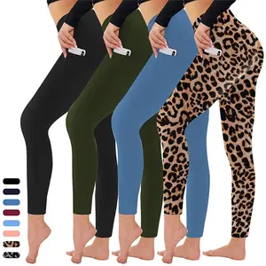 Women's High-Waisted Ultra Sculpt Leggings - Tummy Control, 2 Side Pockets, Comfortable Stretch Fit, Ideal for Athleisure & Training, Leopard Print Pants, Sporty Sports Bottoms