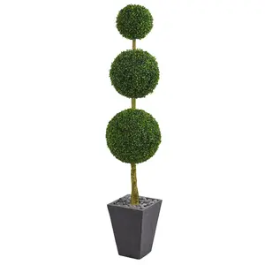 6’ Boxwood Triple Ball Topiary Artificial Tree in Slate Planter (Indoor/Outdoor) 6’ Boxwood Triple Ball Topiary Artificial Tree in Slate Planter (Indoor/Outdoor)
