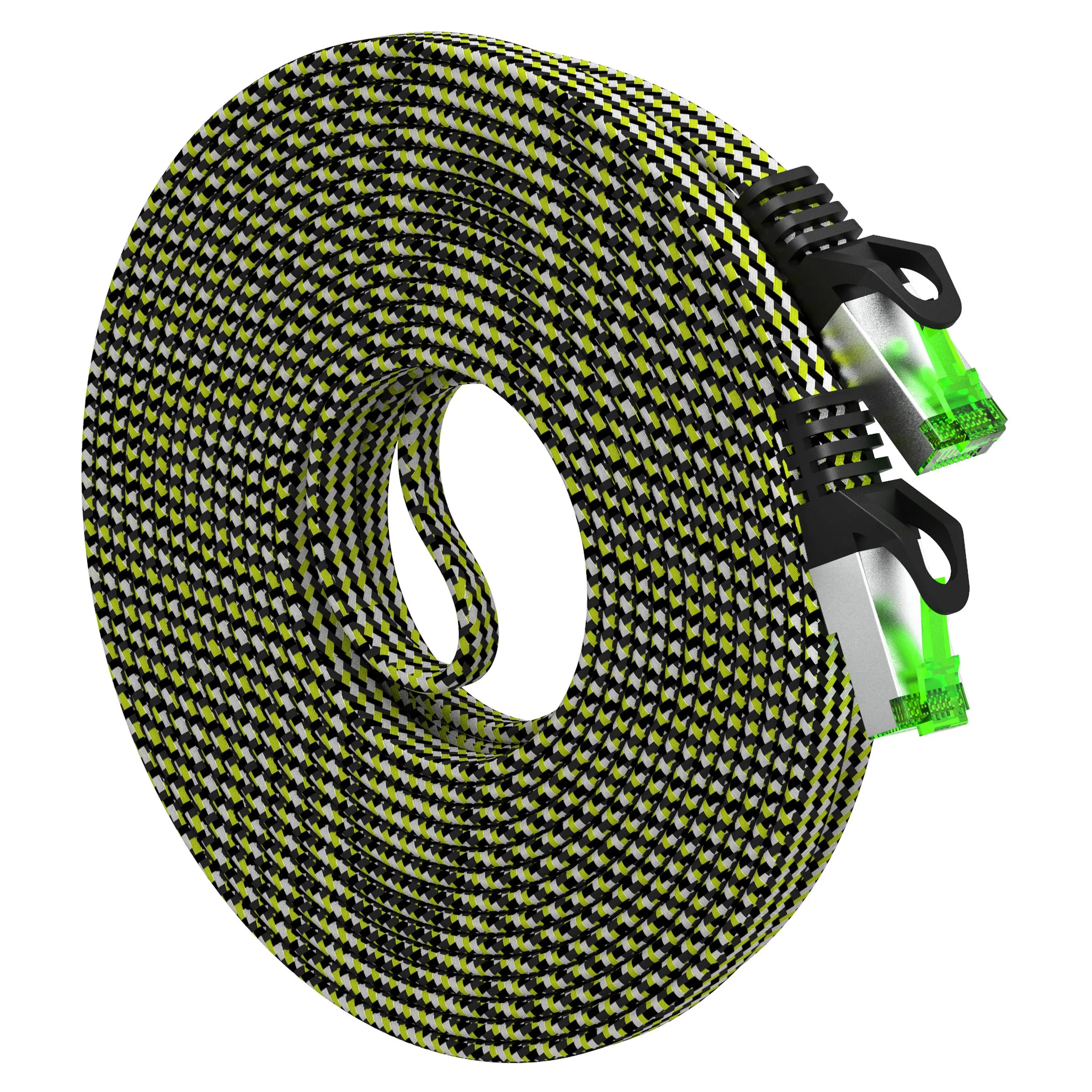 GEARit Cat 7 Ethernet Cable (25ft, 1-Pack) High Speed Nylon Braided Flat Internet Computer Patch Cord - Compatible Cat7/Cat6/Cat5e RJ45 LAN Router, Modem, Switch, Gaming - 25 feet