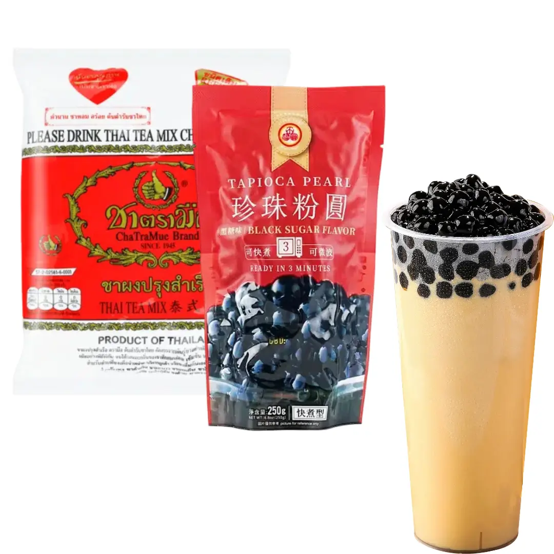 WuFuYuan Black Tapioca Pearl Thai Tea Mix Powder 250g & 400g Beverage Natural Ingredient Healthful Drink Enhanced Flavor
