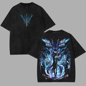 Devil May Cry Vergil the omega and alpha king son of sparda Anime Manga Clothes game Vintage Cotton 2 sided Washed Tshirt Top 90s graphic tees