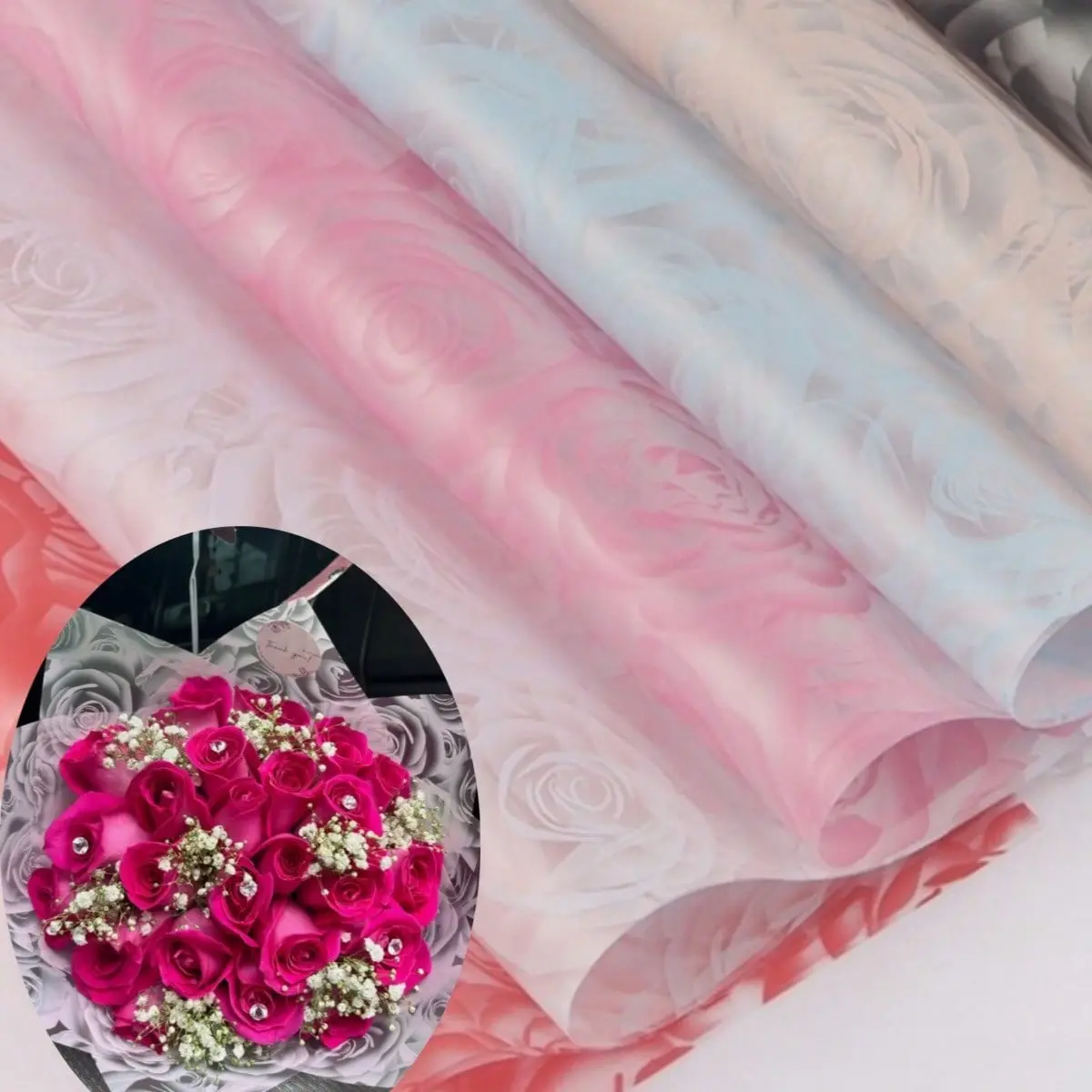 20 pieces of rose printed gift wrapping paper, Rose wraps, suitable for holiday, Valentine's Day, Mother's Day, wedding, flower wrapping paper, bouquet supplies
