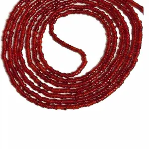 Waistbeads - Red Velvet, Red Clear Glass Beads 50/60 inches