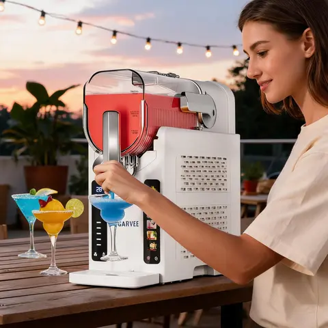 Garvee Home Slushie Machine with LED Display and 6 Preset Programs, No Ice Needed, Large 70 Ounce Capacity for Margaritas, Frappés, and Frozen Drinks