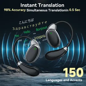 150 Languages and Accents Language Translator Earbuds, Two-Way Real-Time Translation with Wireless and APP Instant Voice Free Translation Feature, Suitable for Traveling/Business Study Use